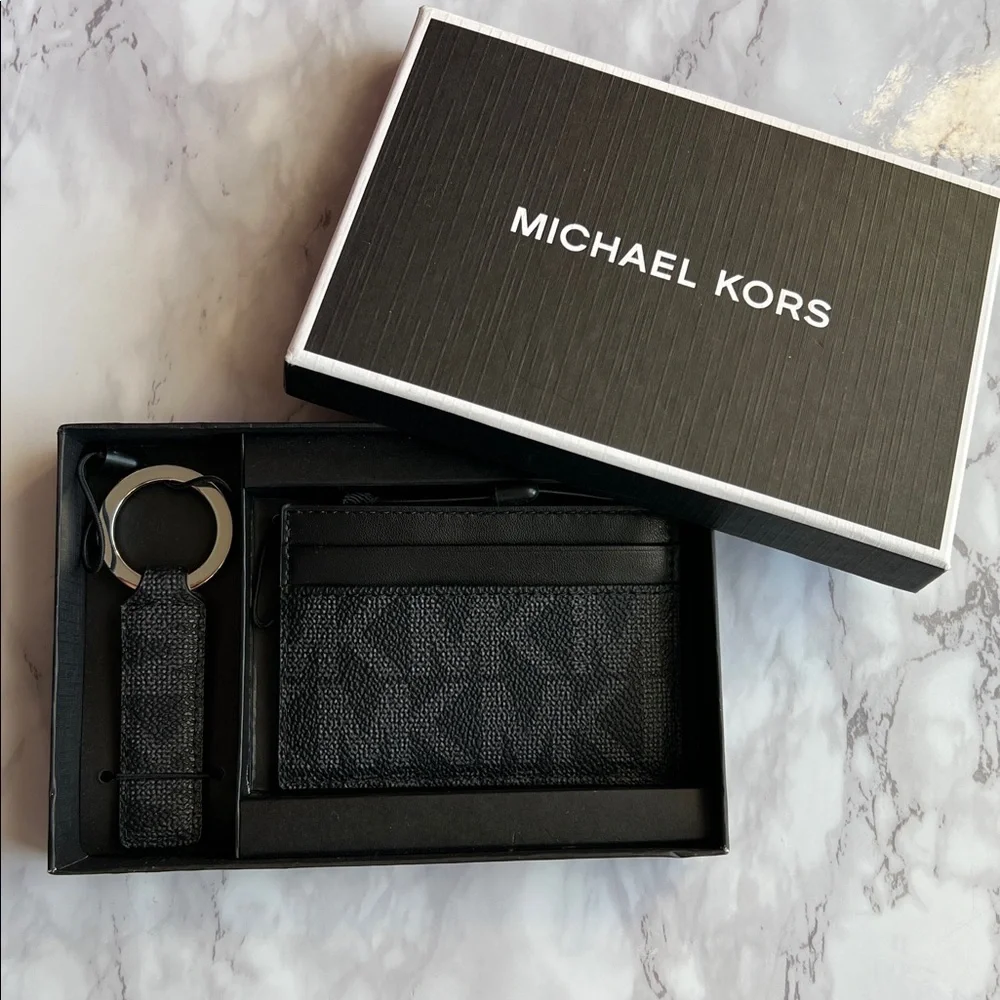 Michael Kors Men's Set Card Case Slim Wallet Key Ring